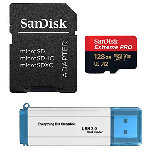 SanDisk 128GB 메모리 카드 Extreme 프로 Works with 고프로 히어로 7 Black, Silver, Hero7 화이트 UHS-1 U3 A2 미니 SDXC with Everything But Stromboli 3.0 Micro/ SD 카드 리더,리더기