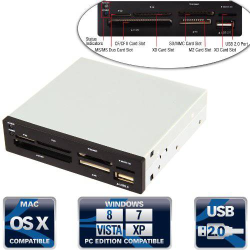 Sabrent 74-in-1 3.5-Inch 내장 플래시 미디어 카드 리더,리더기 라이터 USB 포트 CR-USNT with