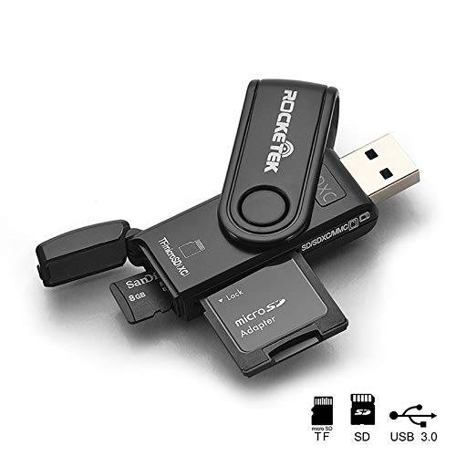 USB 3.0 SD 카드 리더,리더기 Rocketek 2 슬롯 메모리 카드 리더,리더기 a Build-in 마이크로 SD 카드 캡 SDXC SDHC UHS-I SD 카드 TF Micro SD Cards Reader - Take It as a USB 3.0 플래시 드라이브 with for