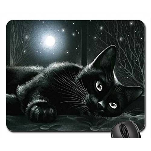 Schoolsupplies 블랙 cat 인 문라이트,달빛 마우스 Pad, 마우스패드 (Cats 마우스 Pad)