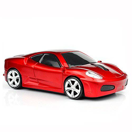 MGbeauty 스포츠 차량용 쉐입 컴퓨터 마우스 2.4ghz 무선 마우스 1600dpi Optical 게이밍 마우스 (Red)
