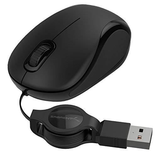 Sabrent 미니,미니사이즈 트레블 USB 옵티컬, Optical 마우스 개폐식 케이블 컴퓨터 and 노트북 | 맥 & PC 호환가능한 MS-OPMN with for