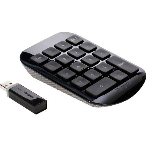 Targus 무선 숫자 Keypad, with 소형 USB Receiver, Full-size keys for 증가 Accuracy, 배터리 수명 Indicator, support 윈도우, macOS, and Chromebook, 블랙 (AKP11US)