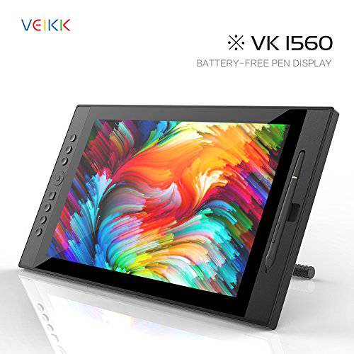 VEIKK 드로잉 모니터 태블릿,태블릿PC, VK1560 드로잉 태블릿,태블릿PC with 스크린 풀 HD IPS 펜 디스플레이 Graphic 모니터 with 배터리 프리 패시브