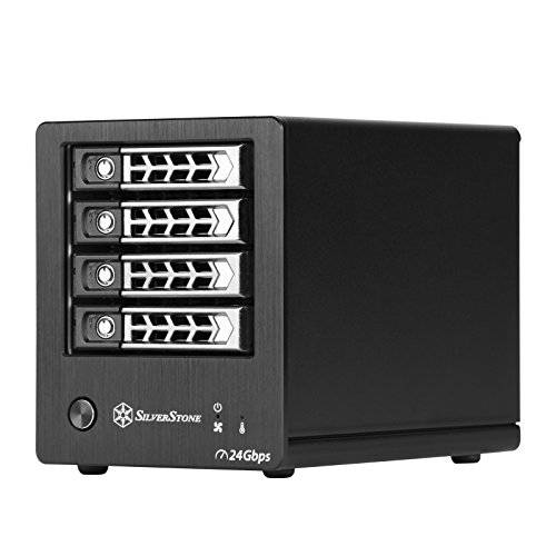 SilverStone Technology RL-TS421S SST-TS421S 4 Bay 2.5 SAS/ SATA 하드디스크 케이스 to Mini-SAS SFF-8088 with Cables and 어댑터