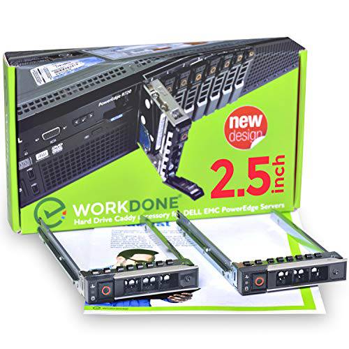 WorkDone 2-Pack 2.5 하드디스크 캐디 호환가능한 Dell PowerEdge Servers - 14th 세대 R340 R440 R540 R640 R740 R740xd R840 R940 R6415 R7415 R7425 - SSD SAS SATA NVMe 트레이 - 간편 설정 수동