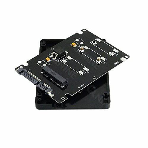 QNINE mSATA 변환기 to 2.5 SATA Enclosure, 50mm 미니 SATA SSD 하드디스크 컨버터 to 2.5 Inch SATA 3.0 카드 with 7mm 케이스 (Black)