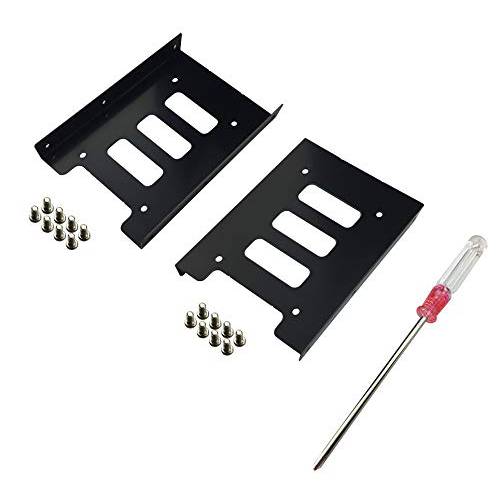 Ruaeoda SSD Mounting Bracket 2.5 to 3.5 Adapter 2 Pack,SSD Bracket SSD Tray  Adapter 2.5 to 3.5 HDD SSD Hard Disk Drive Bays Holder Metal Mounting