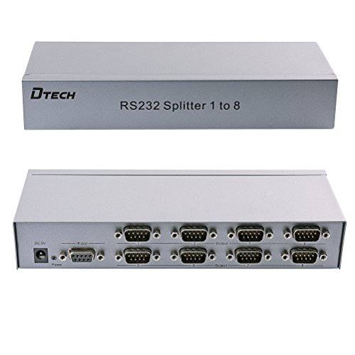 DTECH 산업용 8 Port RS232 Serial 분배 Switch 박스 with 파워 변환기 for 셰어링 PCs and 캡쳐 데이터 - COM Port 확장기 1x8