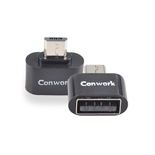 Conwork 2-Pack 미니 USB 2.0 OTG 변환기, 미니 USB Male to USB Female On The 고 변환기 for Samusung S7 S6 날 안드로이드 핸드폰 - 6 Inch 블랙