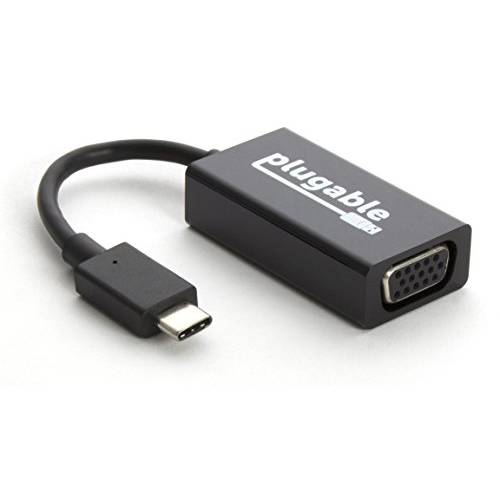 Plugable USB C to VGA 변환기 호환가능한 with 2018 아이패드 Pro, 2018 Mac북 Air, 2018 Mac북 Pro, 서피스 북 2, 썬더볼트 3&  더 (Support for resultions up to 1920x1200 @ 60Hz)
