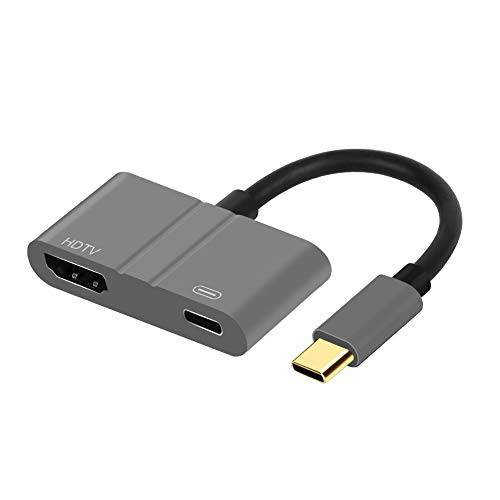 USB-C to HDMI 변환기, Onten 디지털 AV 변환기 with Type C PD 충전 Port, support 4K@60Hz for 맥북 프로 2017/ 2016, 맥북 2016/ 2015, 갤럭시 Note 8/ S9/ S8/ S8 플러스 (Thunderbolt 3 Compatible)