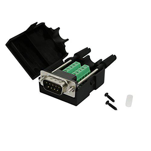 Twinkle Bay DB9 커넥터 to Wiring 터미널 RS232 Serial Port Breakout 보드 무납땜 (Male 변환기 with Case)