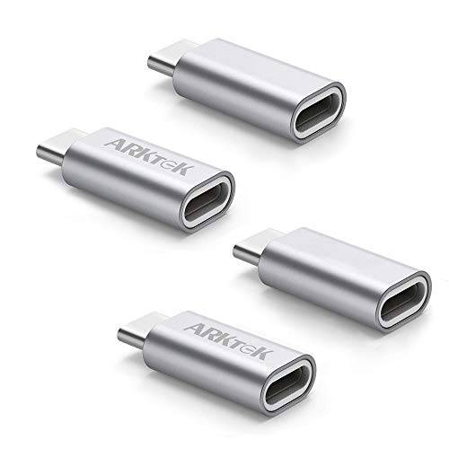 USB-C 어댑터 - ARKTEK i OS 라이트닝 케이블 (Female) to USB Type C ( 남성) - 충전중 어댑터 with 56K Resistor, 호환가능한 for 갤럭시 S20 Note 10 Pixel 4 and More, Sivler 알루미늄 (Pack of 4)