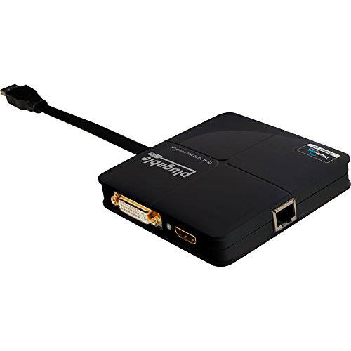 Plugable USB 3.0 범용 미니 노트북 탈부착 스테이션 for 윈도우 (Dual 영상 HDMI and DVI/ VGA, 기가비트 Ethernet)