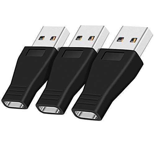 pop-tech 3 Pack USB C Female to USB Male Adapter, USB 3.1 Type C Female to USB 3.0 Male 컨버터 지원 Data 동조&  충전중