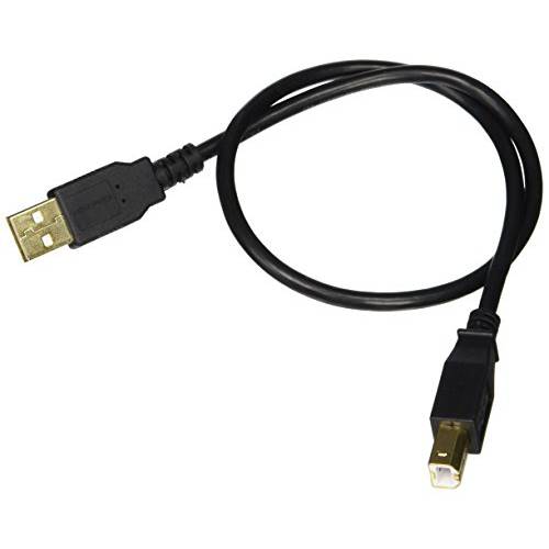 Monoprice 1.5-Feet USB 2.0 A Male to B Male 28/ 24AWG 케이블 ( 금도금) (105436), 블랙