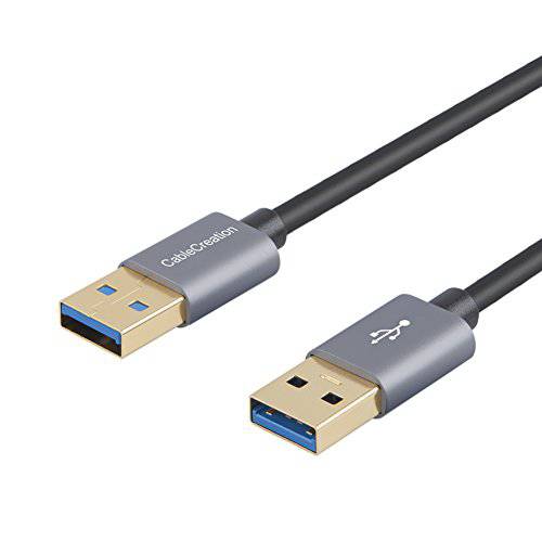 숏 USB 3.0 케이블, CableCreation USB Type A Male to Male 케이블, 호환가능한 외장 하드디스크, Camera, Handwriting Board, 라디에이터 and More, 공간 Gray, 알루미늄 케이스, 1.6ft