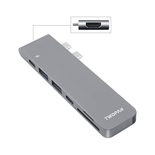 TWOPAN USB C 허브 T8-H, USB-C to USB 3.0/ 4K HDMI 변환기 USB-C 디지털 AV 멀티포트 변환기 호환가능한 with 맥북 에어 2020/ 2019/ 2018, 맥북 프로 2020/ 2019/ 2018 13/ 15 (TB3 Port) 공간 그레이