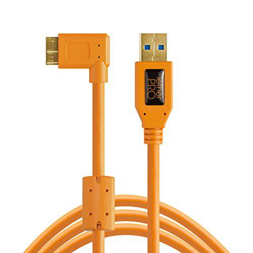 Tether Tools TetherPro USB 3.0 to Micro-B 직각 케이블, 15’ (4.6m), High-Visibility 오렌지