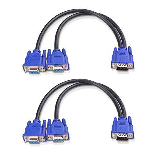 CableMatters 2-PackVGA 분배 Cable(VGA Y Cable) for 스크린 복사 - 1 Foot