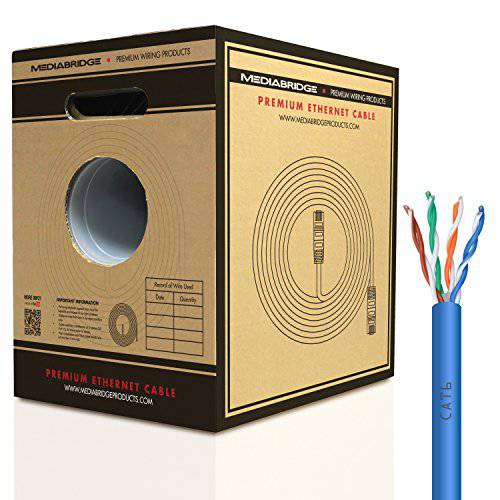 Mediabridge 퓨어 Copper Cat6 케이블 (500 Feet,  Blue) - 10Gbps Ethernet, Solid, in-Wall Rated, w/ 고급 Snagless Pull-Out 박스 - ( 부품 C6-500-BLUE)