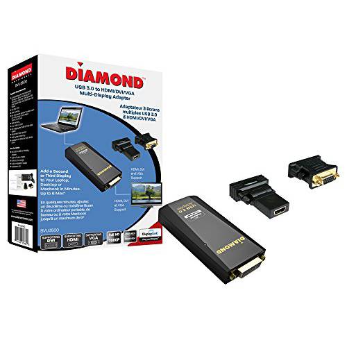 다이아몬드 멀티미디어 USB 3.0 to VGA/ DVI/ HDMI 영상 그래픽 변환기 up to 2048x1152/ 1920x1080 - 윈도우 10, 8.1, 8, 7, XP, 맥 OS and 안드로이드 5.0 and 더높은