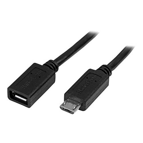 StarTech.com 0.5m 20in 마이크로-USB 연장 케이블 - M/ F - 마이크로 USB Male to 마이크로 USB Female 케이블 (USBUBEXT50CM), 블랙