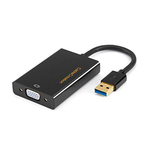 USB to VGA 변환기 (Display Link Chip), CableCreation USB 3.0 to VGA 외장 영상 카드 지원 1080P 호환가능한 with 윈도우 10/ 8.1/ 8/ 7, 맥OS X, 블랙