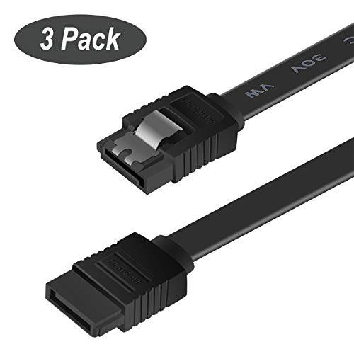 BENFEI SATA 케이블 III, 3 Pack SATA 케이블 III 6Gbps 스트레이트 HDDSDD Data 케이블 with Locking 래치 18 Inch 호환가능한 for SATA HDD, SSD, CD Driver, CD 라이터 - 블랙