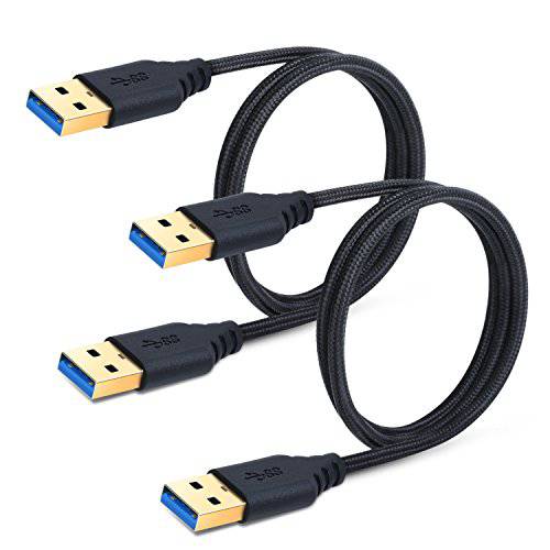 USB to USB 케이블 Cord, Besgoods 2-Pack 3FT/ 1M Braided USB 3.0 Type A Male to Male 케이블 - 짧은 Male to Male USB 케이블 for Data Transfer,  하드디스크 Enclosures, DVD Player, 노트북 쿨러 and More