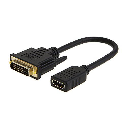 HDMI to DVI 케이블, CableCreation Bi-Directional HDMI Female to DVI-D(24+ 1) Male Adapter, 1080P DVI to HDMI Conveter, 3D, 0.15M 블랙