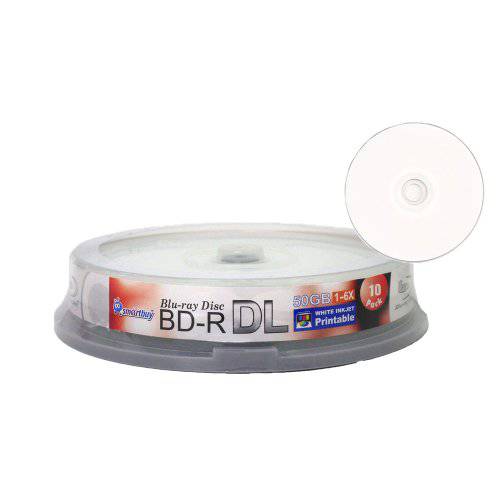 Smart Buy 10 Pack Bd-r Dl 작성가능 White 잉크젯 50gb 6X Blu-ray 이중 레이어 기록가능 Disc 여분 Data 영상 Media 10-Discs Spindle