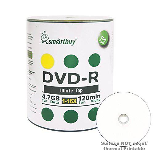 Smartbuy 4.7gb/ 120min 16x DVD-R White 탑 여분 Data 영상 기록가능 Media Disc (100-Disc)
