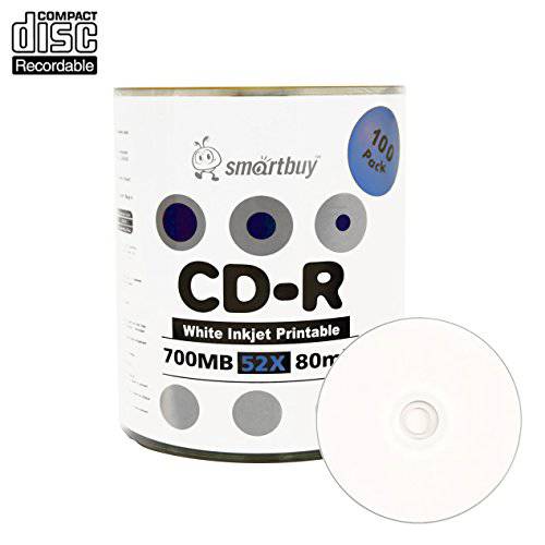 Smartbuy 100-disc 700mb/ 80min 52x CD-R White 잉크젯 허브 작성가능 여분 기록가능 Media Disc