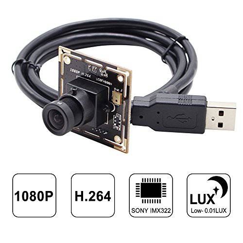 2MP 1080P USB 카메라 모듈 with 소니 IMX322 Webcam, H.264 and 0.01LUX Low Illumination USB 카메라 for 산업용 Webcam, 고 스피드 USB 2.0 USB 카메라 with 3.6mm 렌즈 for 안드로이드 Mac-OS 윈도우