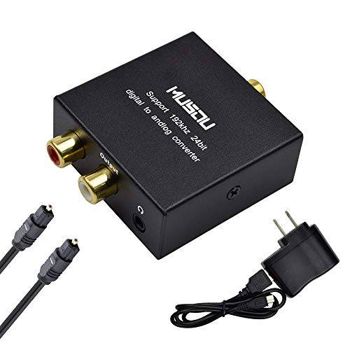 Musou 192kHz DAC 디지털 to 아날로그 컨버터 Toslink 동축, Coaxial,COAX SPDIF Input to 아날로그 RCA 스테레오 R/ L Output 오디오 변환기 with 3.5mm Jack for PS3 엑스박스 HDDVD PS4 홈 시네마 Systems