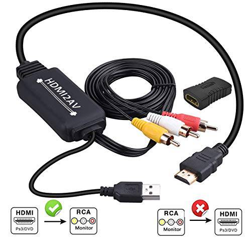 HDMI to RCA Converter, HDMI to RCA 케이블, 1080P HDMI to AV 변환기 케이블 support NTSC for TVStick, Roku, Chromecast, Apple TV, PC, Laptop, Xbox, HDTV, DVD Etc