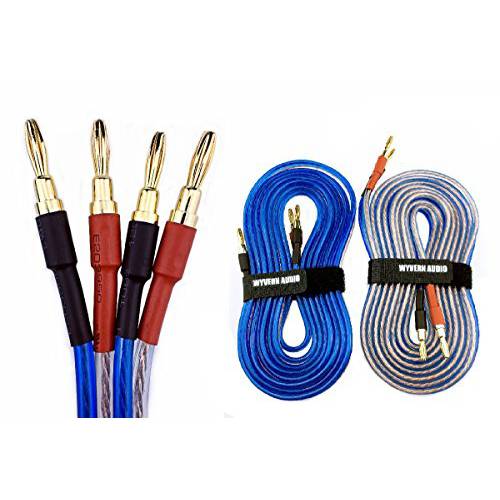 Wyvern [1Pair 8 바나나 PlugsTotal] 하이파이 스피커 Wire/ 조립된 (바나나 to 바나나 Plugs) 블루 (9.8ft PER Wire/ 3 미터 PER Wire)