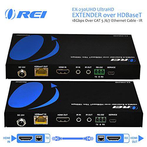 Orei EX-230UHD UltraHD 연장 over HDBaseT 18Gbps Over CAT 5/ 6/ 7 랜선, 랜 케이블 - IR 신호 - 230 ft @ 1080P - 130 ft @ 4K 60hz