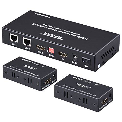1X2 HDMI 연장 Splitter, Tendak 1080P 1X2 2 Port HDMI Distribution 앰프 Over CAT5e/ CAT6/ CAT7 랜선, 랜 케이블 with HDMI Loop-Out for Local 디스플레이 Up to 50 미터 (164 Ft)