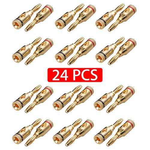 SUNJOYCO 12 Pairs 금도금 바나나 Plugs, Closed-Screw Type 핀 Plugs 커넥터 잭 for 스피커 와이어 케이블, 홈 Theater, 오디오 Components, 벽면 Plates, Gauge Cables