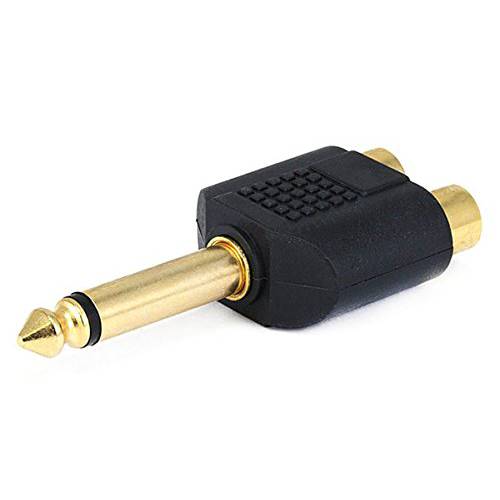 모노price 107192 6.35-mm 모노 Plug to 2 RCA Jack 분배 Adaptor,  금도금