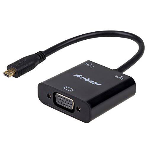 Anbear 미니 HDMI to VGA(Male to Female) 영상 컨버터 변환기 금도금 1080p with 3.5mm 오디오