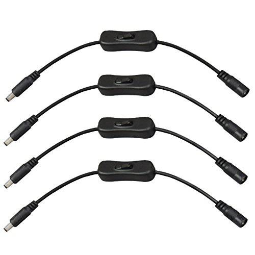 ANVISION 4-Pack 블랙 Male to Female DC 파워 Inline 케이블 with On 오프 Switch Jack 커넥터 5.5x2.1mm for Led 스트립 가벼운 CCTV Camera, 노 Need 납땜,솔더링
