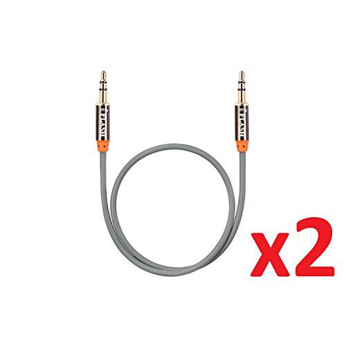 [2 Pack] iFlash 3.5mm 예비 오디오 케이블 (1ft/ 0.3m) AUX 케이블 - 금도금,  남성 to 남성 - 용 iPods, iPhones, iPads, 안드로이드 Smartphone, Tablet, MP3 Player, Home/ 차량용 스테레오&  더 (Gray)