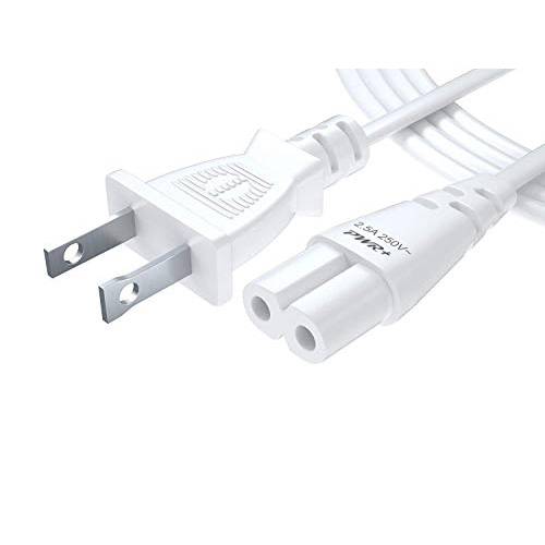 Pwr 2 Prong 파워 케이블 AC 벽면 Cable: 6 Ft 2 Slot for LED LCD TV 삼성 Lg Sharp 캐논 Pixma Hp Brother Epson Lexmark 프린터 Ps2 Ps3 슬림 Ps4 Dell 소니 Asus Toshiba White