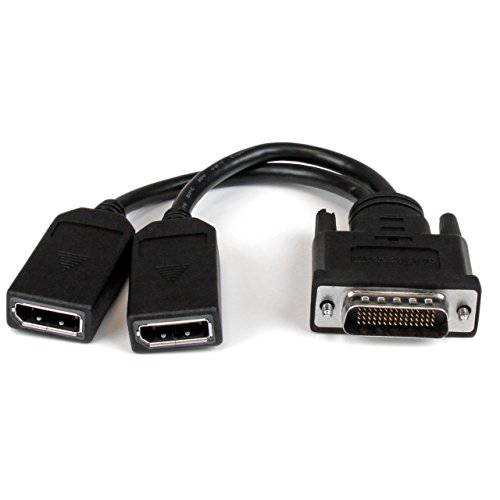 StarTech .com DMS-59 to DisplayPort,DP, DP, DP - 8in - DMS 59 to 2x DP - Y 케이블 - DMS-59 어댑터 - DisplayPort,DP, DP, DP 분배기 케이블 - LFH 케이블 (DMS DP DP1), 블랙