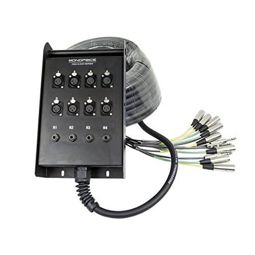 Monoprice 12-Channel 뱀& 8 XLR x 4 TRS 무대 박스 - 50 feet With 메탈 바디 커넥터 And 러버 피로 완화 Boots