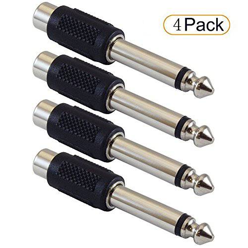 ATC Nickel Plated RCA Female to 1/ 4 TS 오디오 Molded Adapter, 적용가능한 for Cameras, Headphones, Speakers, MP3 플레이어 (Pack of 4)